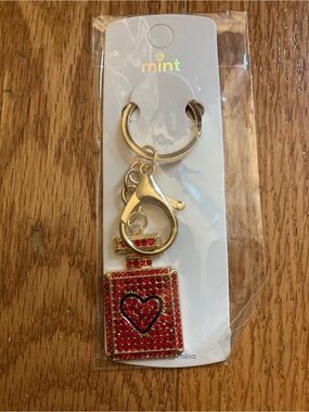 Red Crystal Perfume Bottle Key & Card Holder Charm